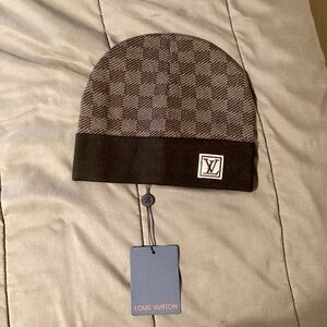 Louis Vuitton Black and Gray Checkered Hat